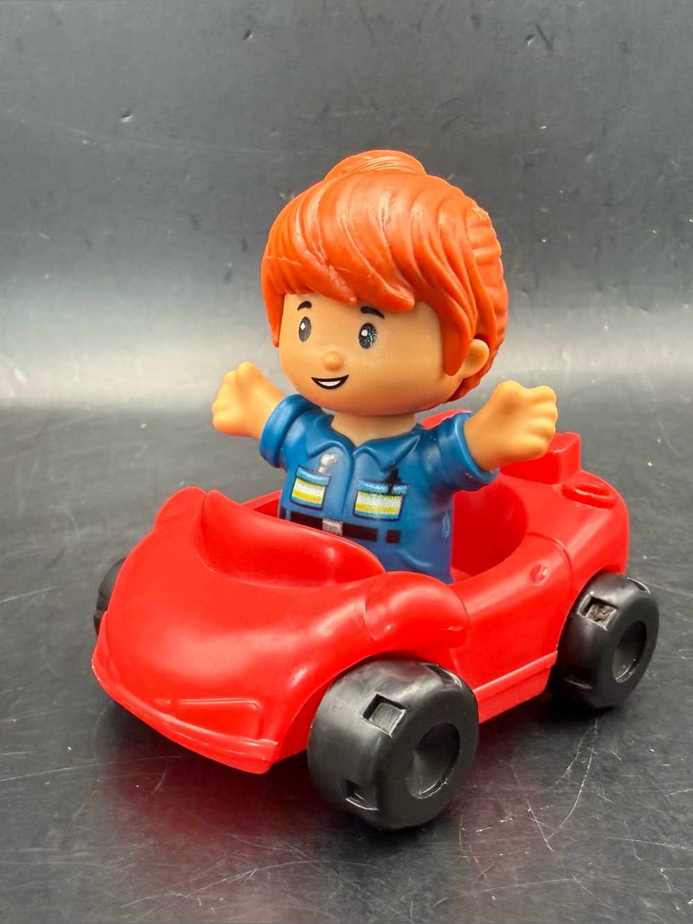 Fisher Price Little People Blue Tow Truck, Red Car, Female Tow Driver Lot Of 3 - Picture 13 of 15